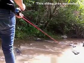 Woman fishing exposed thong