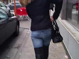 voyeur julieskyhigh public street thigh high boots jeans