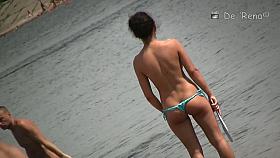 Nude beach voyeur video of hot playful girls in water