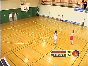 Hot Asians are playing basketball game topless public flash