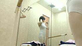 Girl in dressing room caught topless before wearing tricot