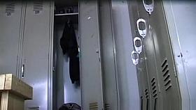 Hot blonde changing in locker room