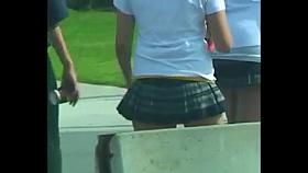 Schoolgirls short skirts nice legs