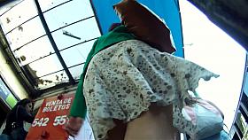 Wavy skirt showing mature ass on upskirt cam