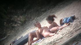 Naked brunette woman nude beach candid video