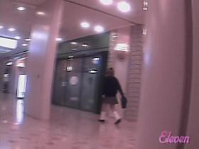 Hot Asian girl gets skirt sharked up in empty corridor 