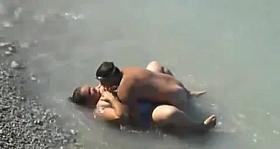 Busty bbw caught fucking in the sea