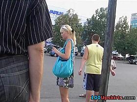 One greater amount sexy upskirt on a bus stop