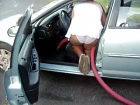 clean the car white panties 2