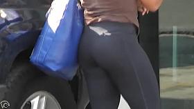 Tight workout pants look good on her ass