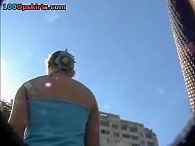 Upskirt pussy nude in the street