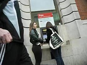 Legal Age girlr sweetheart with large butt at cashpoint