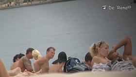 Blonde model on the nude beach voyeur video