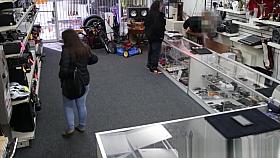 Pawnshop thief pussyfucked after fellatio