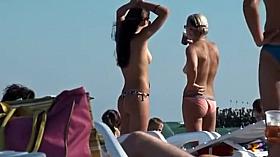 Spying hot girls on a party beach