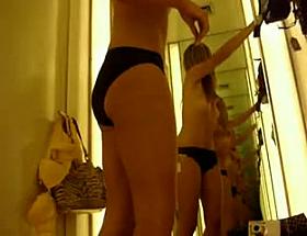Sexy Blonde Trying on BIKINIS in Change Room