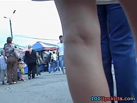 Filming hawt upskirt legs on a bus stop