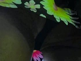 Upskirt thong view of a floozie