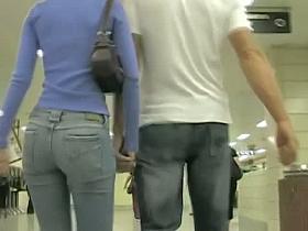 Tight jeans making hot ass look hotter on street candid