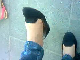 amazing candid flats shoeplay (with nylon feet)