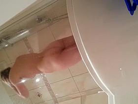 Teen taking shower and drying her body