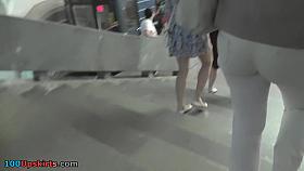 Accidental upskirt clip surprises with blonde gf