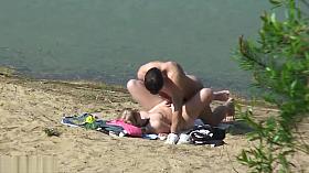 Nudist fuck filmed by beach spy
