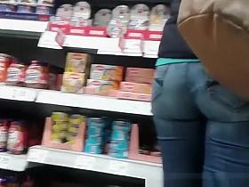 Woman in tight jeans pants with nice ass