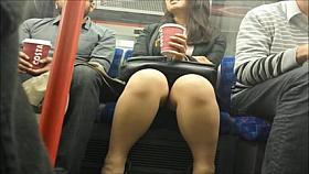 Upskirt during Conversation on Train