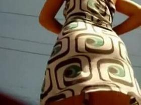 Voyeur gets free up skirt shot of hot girl crossing a street
