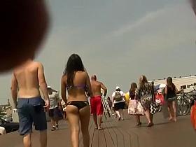 Sexy ass teen in black bikini bottom