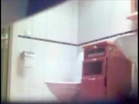 Blonde teen whore bathroom toilet shower hidden spy voyer