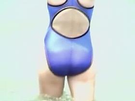 Blue swimsuit on real milf from candid video scenes 07v