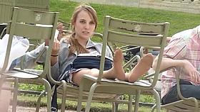 Highly Hot Candid Nylon Feet Outdoors