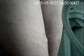 Partner on hidden cam in bathroom getting undressed to wash