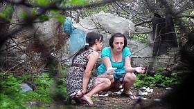 Girls filmed peeing in the city park by horny voyeur