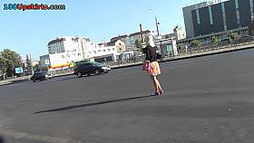 Sexy a-line skirt on skinny bum in accidental upskirt