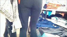 Hot tight ass babe in black leggings