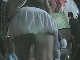 Completely hot up skirt video of a white chick