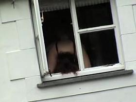 Heavy titted amateur spied on the nasty window voyeur porn