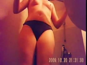 23 yo brunette with small tits caught by spy cam in shower