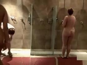 Gorgeous milfs in a public shower room