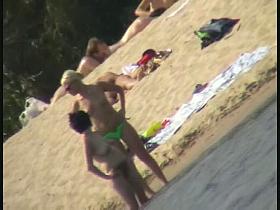 College nudist sluts on hidden beach voyeur vid