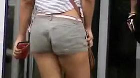 Skimpy shorts on sexy ass girls in public