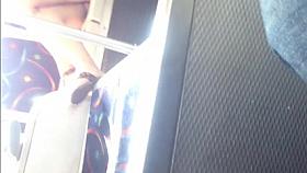 Young teen sitting upskirt in a bus
