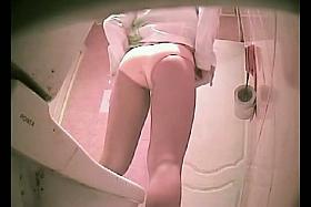 Girl with tender sexy butt cheeks spied pissing on toilet