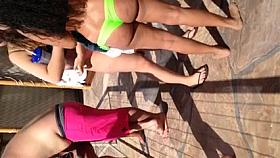 Hawt Brazilian a-hole in green belt bikini