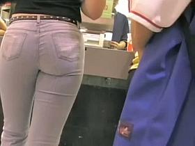 Beautiful teen ass in tight denim jeans candid
