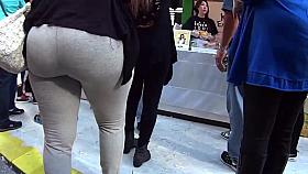 GRAY LEGGINS WITH A PHAT ASS!!!