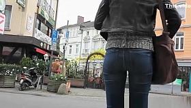 Nice ass girl in tight jeans pants